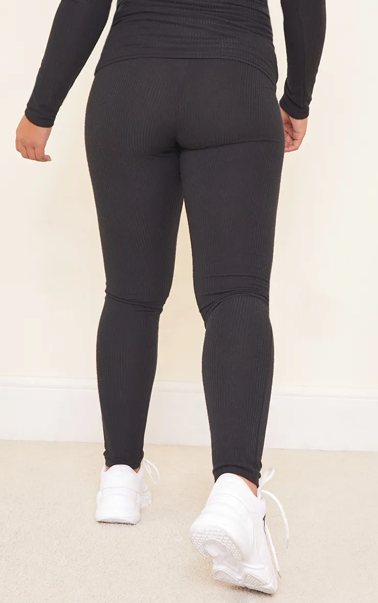 Black Brushed Rib Maternity Leggings